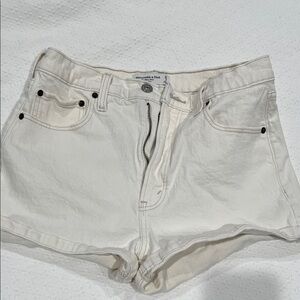 Abercrombie & Fitch Women's Cream Jean Shorts